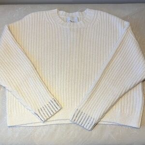 3.1 Phillip Lim Cream Embellished Cuff Pullover, Wool Blend, Women’s Size L NWT